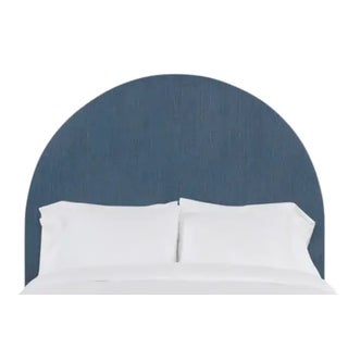 Poppy King Headboard, Navy Linen For Sale
