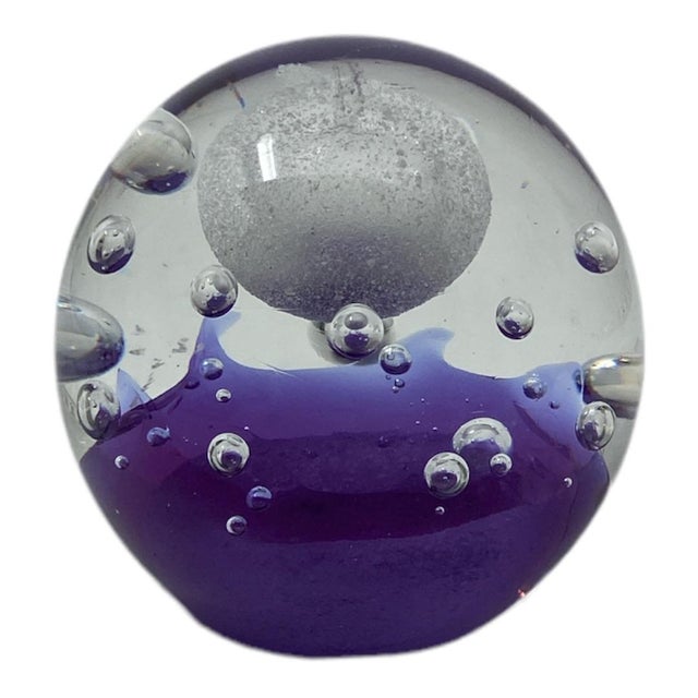 Vintage Hand Crafted Glass Solar System Paperweight For Sale - Image 4 of 5