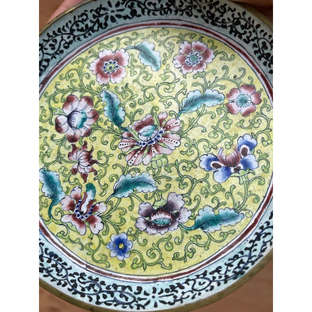 Antique Chinese Hand-Painted Enameled Sweetmeat Tray For Sale - Image 4 of 5