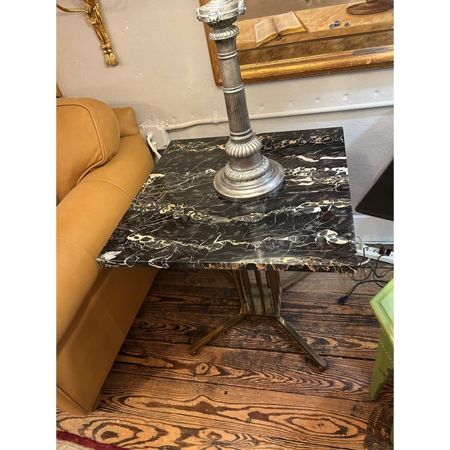 Marble Top End Tables With Brass Bases -a Pair For Sale - Image 10 of 10