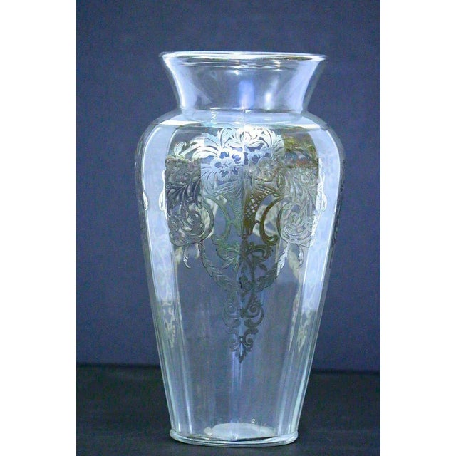 Art Nouveau Art Nouveau Sterling Silver Overlay Glass Vase with Provenance For Sale - Image 3 of 7