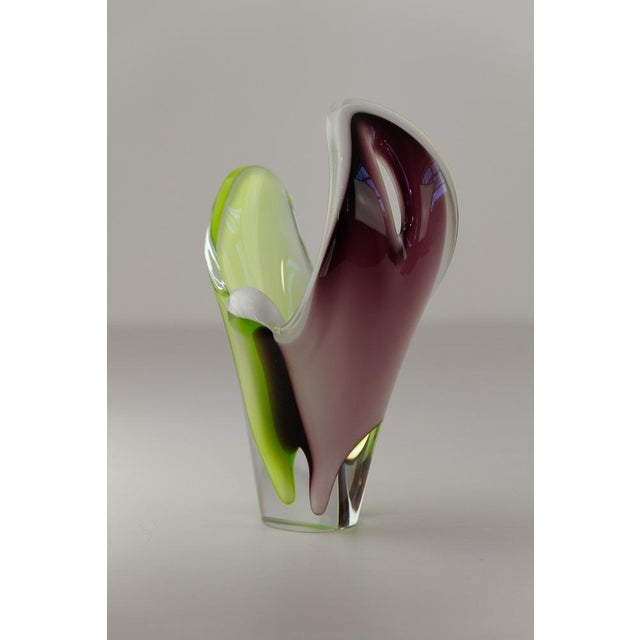 Mid-Century Coquille Glass Vase by Paul Kedelv for Flygsfors, Sweden, 1950s For Sale - Image 15 of 18