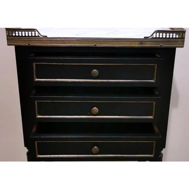 Black French Napoleon III Style Nightstand Black Wood and Carrara Marble, 1880s For Sale - Image 8 of 13