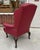 19th Century Antique Queen Anne Red Tufted Leather Wingback Chair & Ottoman For Sale - Image 5 of 8