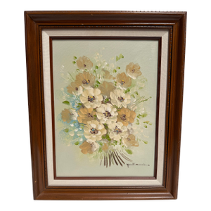 Signed Original Oil Painting Floral Bouquet Framed Vintage