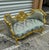 French Style Blue Small Settee Gold Details For Sale - Image 4 of 8