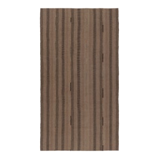 Vintage Persian Kilim, Earth-Toned Monochromatic Vertical Stripes For Sale