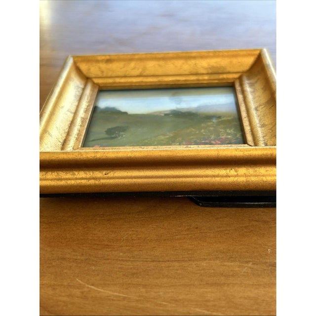 Paper Miniature Pastel Landscape Painting Signed CROWE Vintage Framed Original Art For Sale - Image 7 of 8