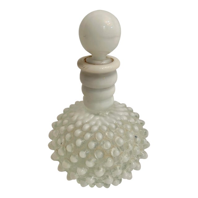 1930’s Fenton White Hobnail Milk Glass Perfume Bottle With Stopper For Sale