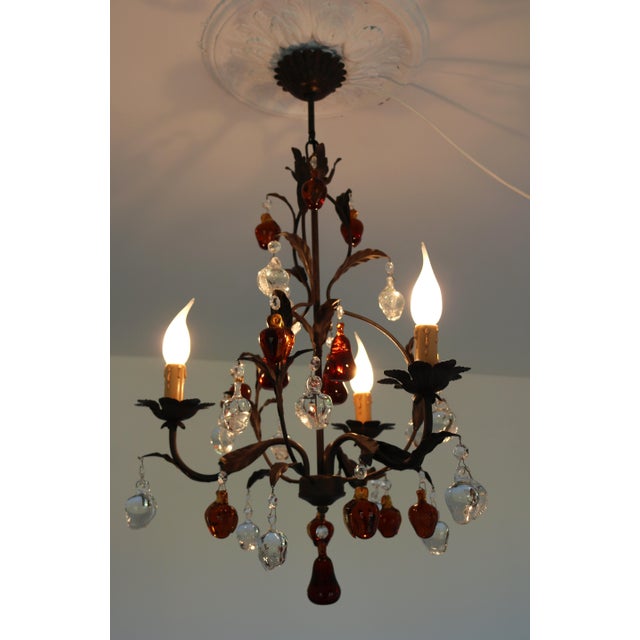 Pendant Chandelier in Wrought Iron and Murano Glass, 1990s For Sale - Image 8 of 9