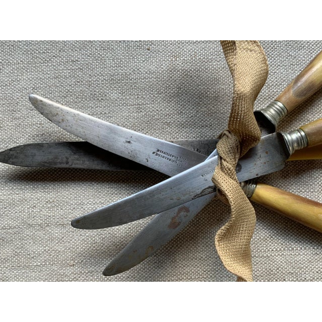 Art Deco Exquisite Quartet of Mid-19th Century French Bone Handled Knives - Parisian Brocante Find For Sale - Image 3 of 12