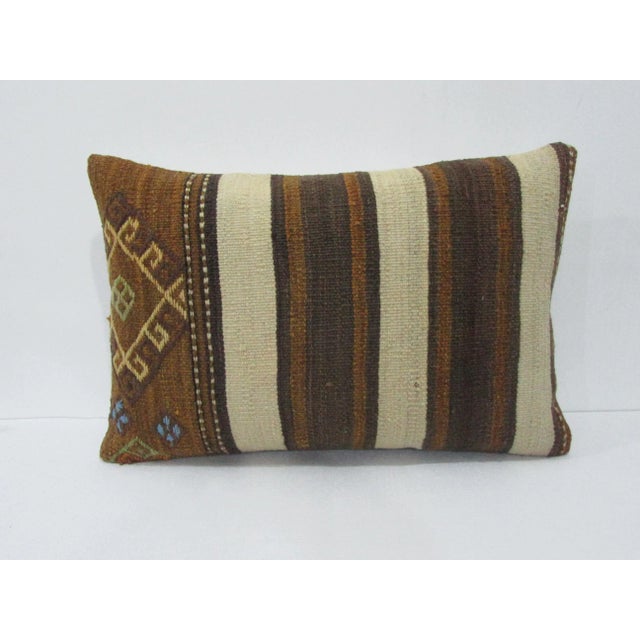 Brown & White Decorative Kilim Pillow For Sale - Image 4 of 4