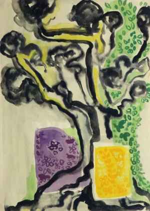 Bright Colored Abstract Watercolor and Ink - Under the Canopy