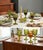 Elevate your tabletop with this vibrant set of six vintage Mid-Century Modern pressed glass goblets, featuring a striking...