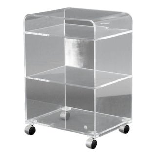Modern Clear Acrylic "Waterfall" Rolling Bar Cart For Sale