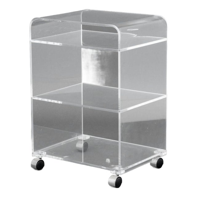 Modern Clear Acrylic "Waterfall" Rolling Bar Cart For Sale