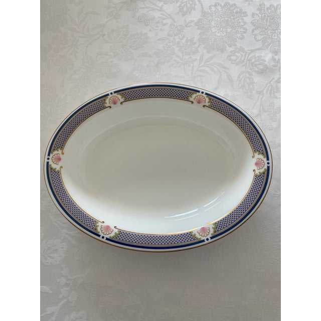 Late 20th Century Wedgwood Waverley Bone China Oval Serving Bowl Blue Design With Pink Shells Mint Condition. For Sale - Image 12 of 12