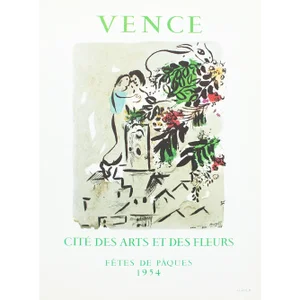 1966 After Marc Chagall, "Vence - City of Arts and Flowers, Easter 1958" Posters