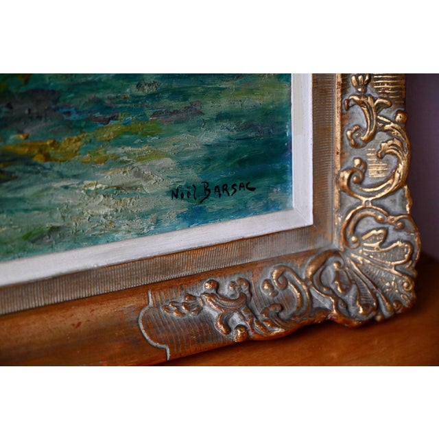 Noël Barsac, Mediterranean Fishing Scene, 1950s, Oil on Canvas For Sale - Image 4 of 12