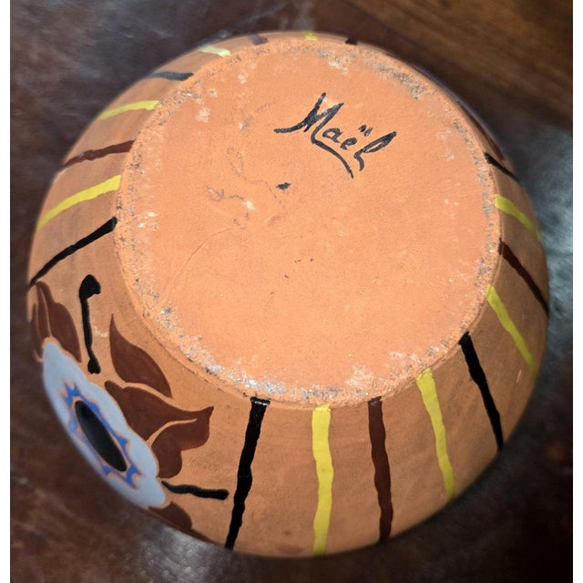 Art Nouveau Spherical Ceramic Vase with Painted Decoration from Mael, 1930s For Sale - Image 3 of 7