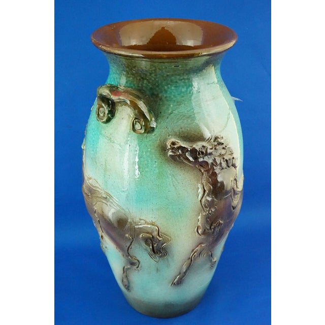 Large Futuristic Modern Majolica Vase with Horses Relief by Umberto Ghersi, Albisola, Italy, 1950s For Sale - Image 10 of 18