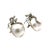 Modern Large Pearl Earrings With Diamond Bow Tops in Silver, A Pair For Sale - Image 3 of 4