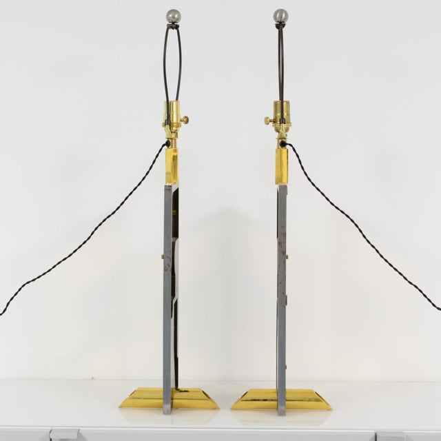 Pair of Industrial Brutalist Brass and Steel Table Lamp, Circa 1980 For Sale - Image 10 of 12