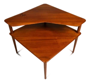 Danish Mid-Century Modern Two-Tiered 'Minerva' Table in Solid Teak Attributed to Peter Hvidt & Orla Mølgaard for France & Sons, Denmark, C. 1960s