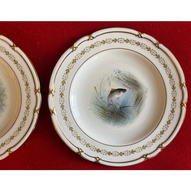 Spode Pair Antique Copeland Spode Porcelain Fish Plates for Tiffany & Co. For Sale - Image 4 of 9