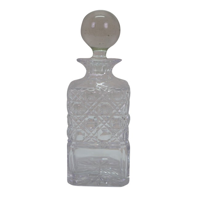 Vintage American Cut Crystal Liquor Wine Bar Bottle Decanter For Sale