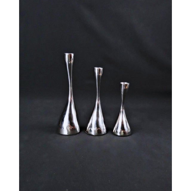 Scandinavian Steel Candleholders by Mencke & Vagnby, Set of 3 For Sale - Image 6 of 12