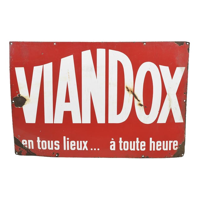 Vintage Viandox Enameled Plate For Sale