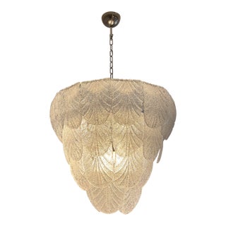Contemporary Modern Clear Graniglia “Petals” Murano Glass Chandelier by Simoeng For Sale