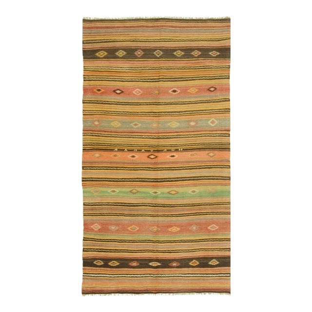 Vintage Turkish Handwoven Kilim Area Rug, 5'4 X 9'5 For Sale