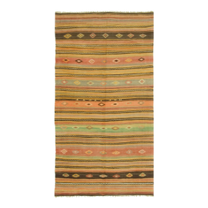 Vintage Turkish Handwoven Kilim Area Rug, 5'4 X 9'5