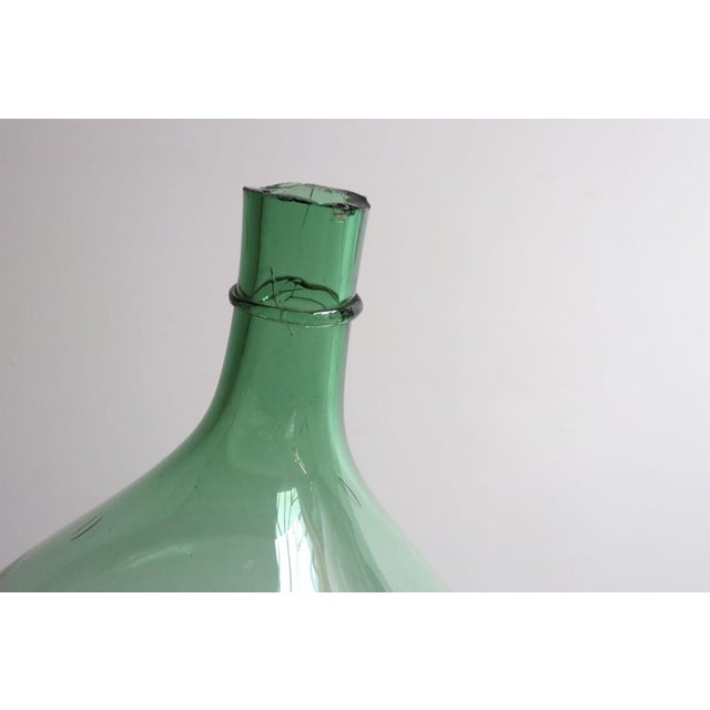 Vintage Italian Mouth Blown Glass Bulbous Demijohn in Seafoam Green For Sale - Image 14 of 18