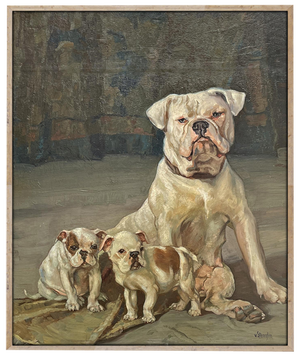 Ernst Hugo von Stenglin, A Family of Bulldogs, 1900, Oil on Panel