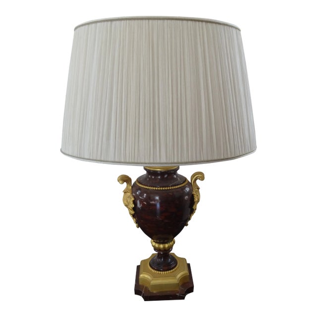 Vintage Gilt Bronze and Rouge Marble Lamp For Sale
