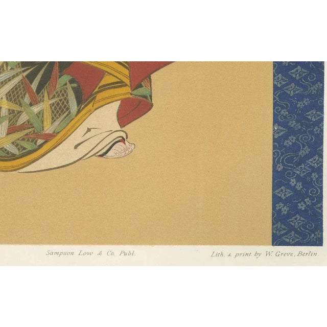 Title: Japanese Geisha Portrait Print: Vibrant Kimono and Serene Poise : This captivating Japanese print is a masterful...