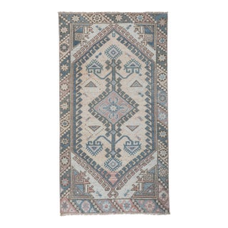 Vintage Soft Blue Turkish Rug 2'5" X 4'2" For Sale