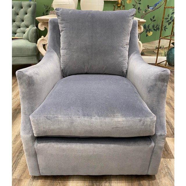 Highland House Velvet Swivel Chair Chairish