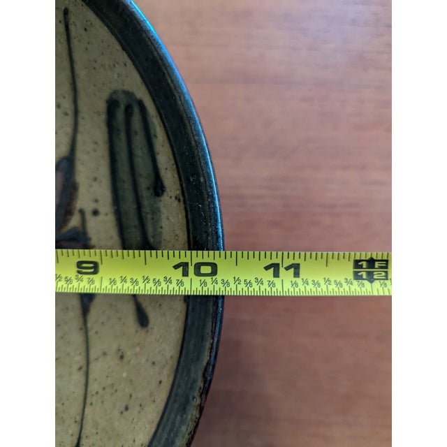 Late 20th Century Vintage Ceramic Otagiri 10" Dinner Plate Set of 4 Tan with Abstract Green For Sale - Image 5 of 13