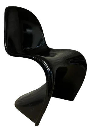 Fibreglass Black Stacking Chair by Verner Panton for Vitra, 1970s