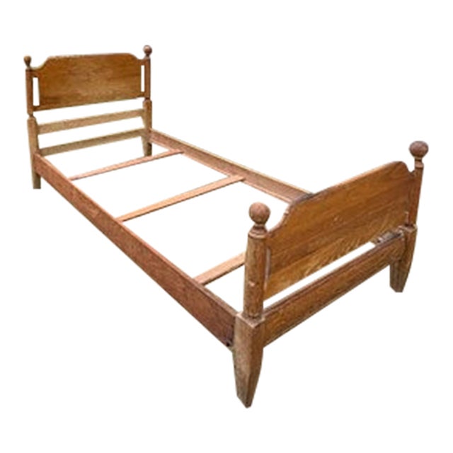 Vintage 1925 Craftsman Cottage Twin Bed Frame - Solid Wood Antique For Sale