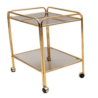 Mid-Century Modern Brass Bar Cart, France, 1960s For Sale