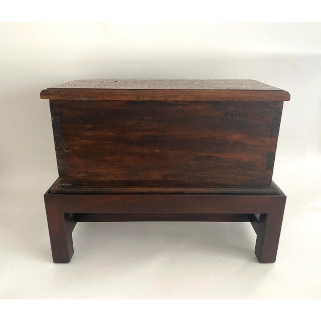 Antique Mother of Pearl Chest on Custom Stand For Sale In Los Angeles - Image 6 of 12