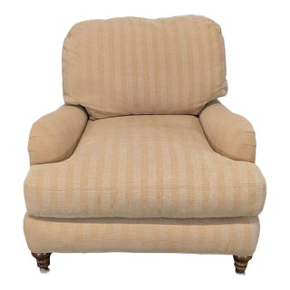 Crate & Barrel Beige Striped Lounge Chair For Sale