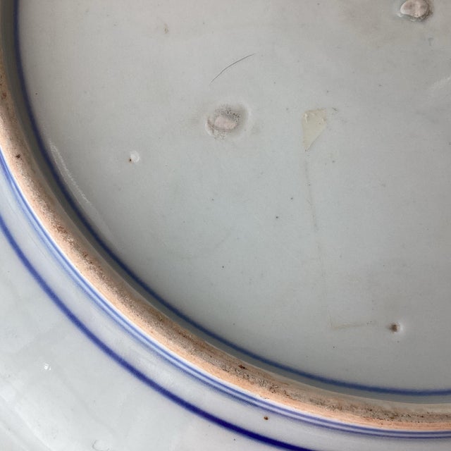 Mid 18th Century Antique Kakiemon Style Japanese Porcelain Platter, 17" Wide, Large and Heavy For Sale - Image 5 of 12