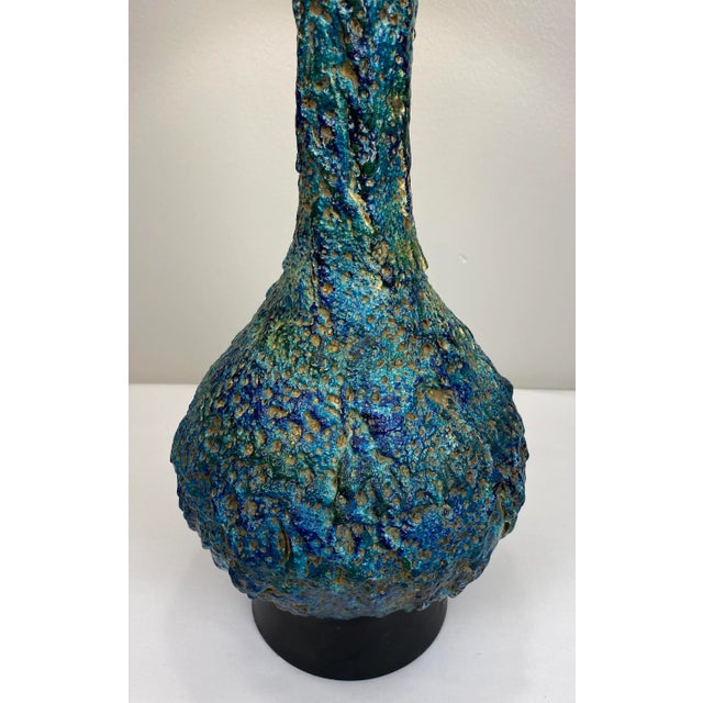 Mid 20th Century Large Mid-Century Ceramic Table Lamp Blue and Beige For Sale - Image 5 of 7