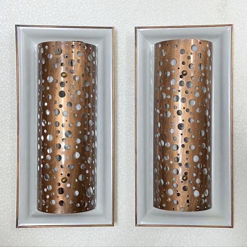 Large Copper and Grey Metal Wall Lights, 1950s, Set of 2 For Sale - Image 13 of 16